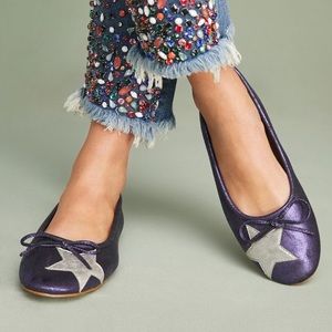 Vanessa Wu Black ballet flats with Silver Stars. Size 40 EU